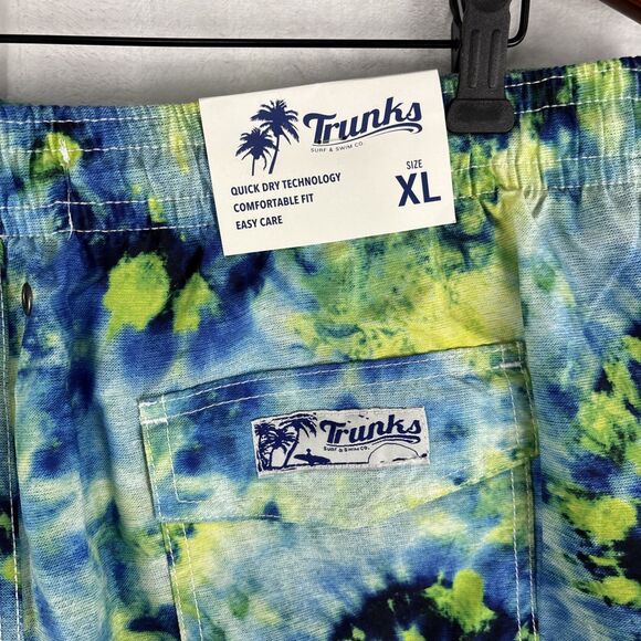 Trunks Surf & Swim Tie Dye Swim Trunk 17" Mens Size XL Blue Yellow NWT - Picture 6 of 8